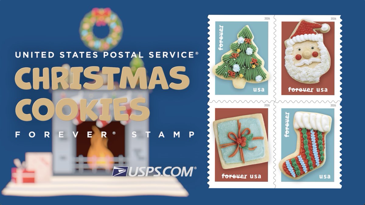 The Postal Service is bringing holiday magic to your mailbox with the new Christmas Cookies stamps! Inspired by generations of baking and decorating traditions, these stamps celebrate the sweetness of the season — from cookie swaps to leaving treats for Santa. Bake the perfect holiday greeting: mix in warmth, add a dash of love, and top it off with a Christmas Cookies stamp. Get yours and other stamp-inspired products today at 💌✨