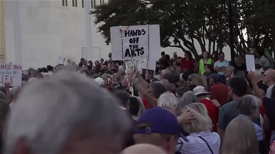 Protesters gathered outside Washington's Kennedy Center after its board voted to close the facility for a two-year, $257 million renovation