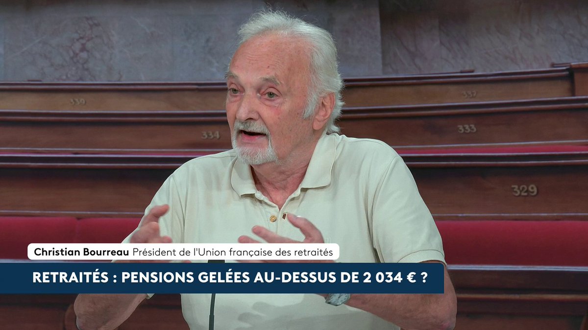 🔴 Retraités : Christian Bourreau défend l'abattement fiscal de 10 %, instauré pour "atténuer" la baisse de revenus au passage à la retraite. "Le niveau de vie moyen des retraités est inférieur à celui des actifs de 13 %", affirme-t-il. #AvantLe20h #Canal16