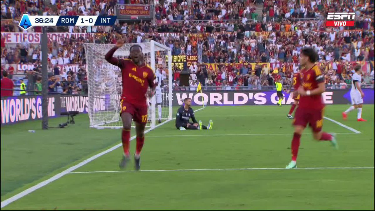 🤯🇮🇹 ROMA LE GANA 2-0 A INTER CON DOBLETE DE MANU KONÉ. Así tienen PUNTAJE IDEAL en este inicio de Serie A (15/15). ‼️