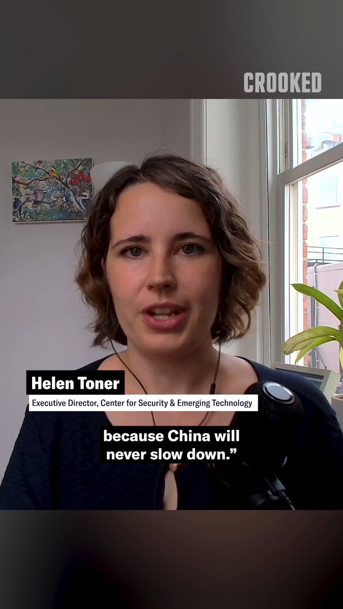 "If the U.S. races faster in AI and China steals it, you've gained nothing." Helen Toner, an expert on Chinese AI development, on the global AI arms race.