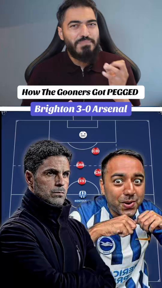 Why GOONER-MAXXING in middle led to Arsenal being Pegged By The Seagulls… With a false 9, a game dictating AM, a regista/controller/creator in Bruno G and Rice as a DLP… Arteta then added 2 inverted full backs and ball to feet wingers? Led to a lot of slow tempo and Brighton just caged them in with their suffocating press. Thoughts Arsenal fans?