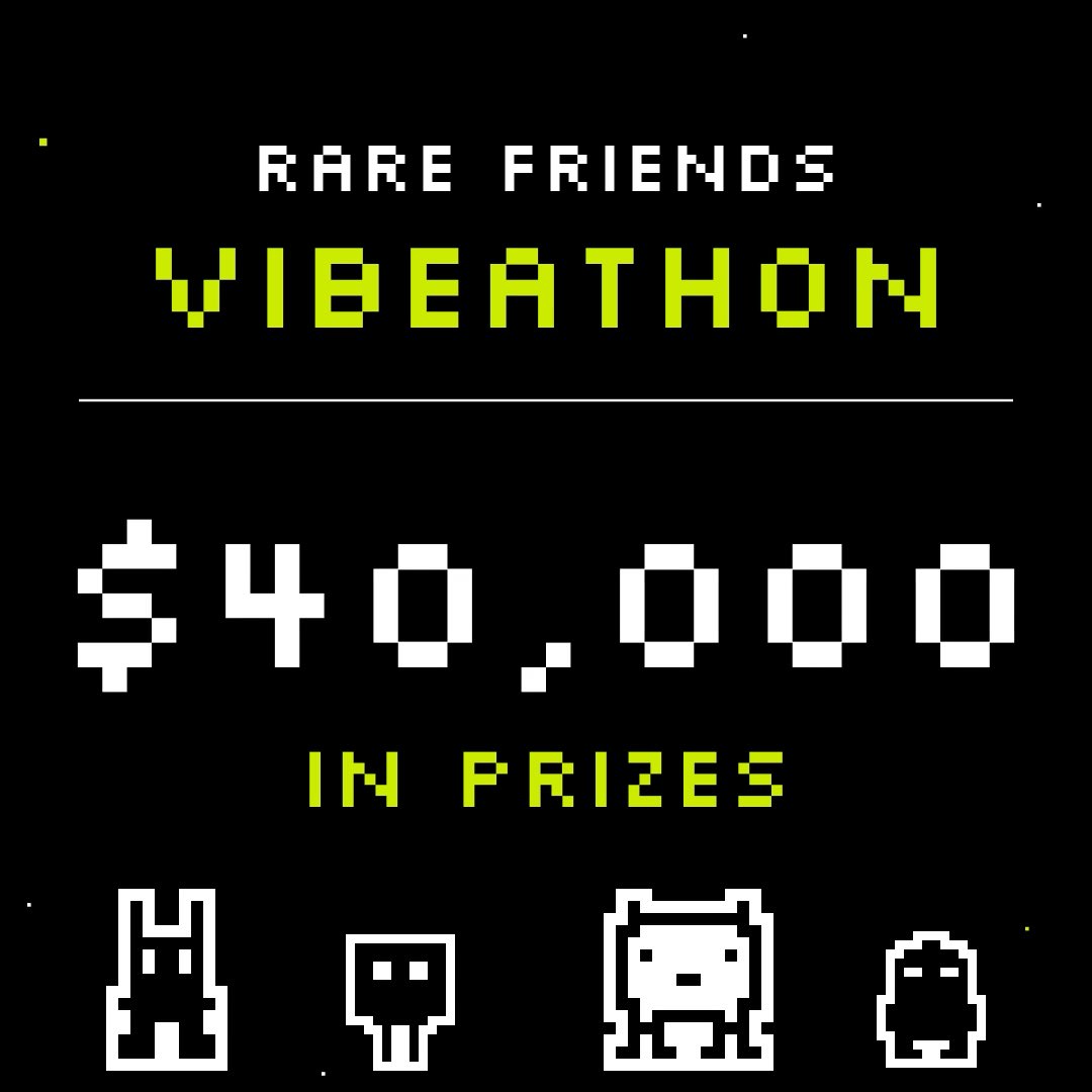 Friends collect crypto. Friends want to spend it. $40,000 worth of prizes. Vibeathon - build anything, make friends.