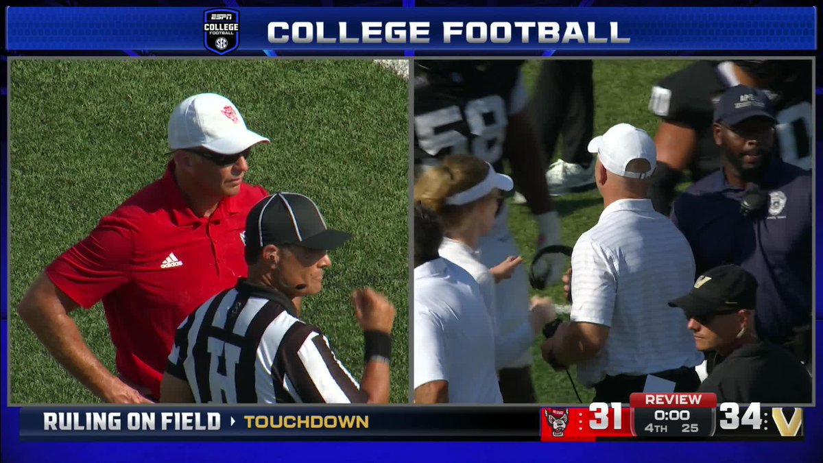 After official review, the touchdown ruling on the field was UPHELD ‼️ Vanderbilt took the lead in the final seconds 😱