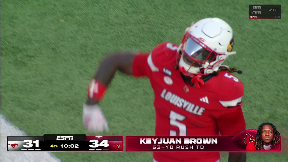 KEYJUAN BROWN AGAIN 🔥 He's had 2 TD with 50+ YARDS 😱 Louisville Football