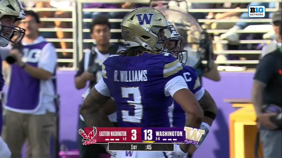 Demond Williams Jr. finds Rashid Williams for 6️⃣ Washington Football Watch on Big Ten Network