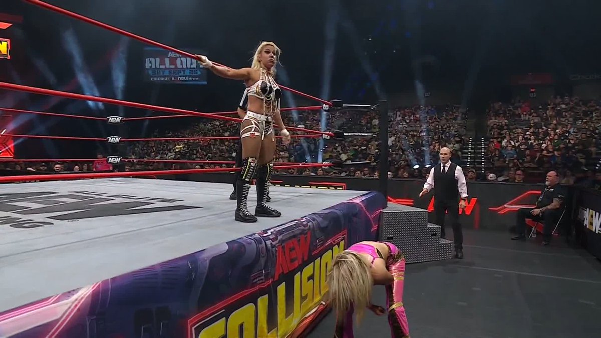 First, @Toxic_Thekla stomps! Then, she dances! Watch #AEWCollision LIVE NATIONWIDE on TNT & HBO Max