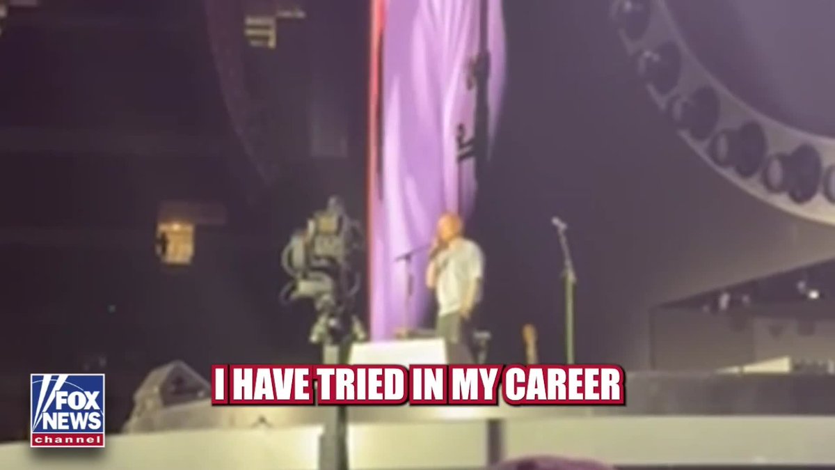 "I want my music and shows to be about unity, not division; about humanity, not politics." An emotional Ed Sheeran addresses fans at his first show since the fallout over Macklemore's removal from his tour, apologizing as he takes the stage in Philadelphia. Outside the stadium, pro-Palestinian protesters wave flags and chant "Free Palestine" as the controversy follows Sheeran to his next stop. Read more on his message to fans: