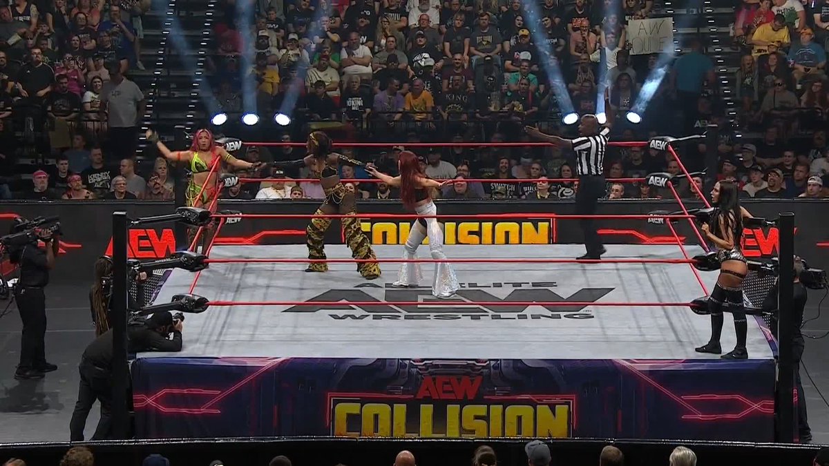 .Queen Aminata クィーンアミナタ and Mina Shirakawa♡白川未奈 are taking care of business with style! Watch #AEWCollision LIVE NATIONWIDE on TNT &amp; HBO Max