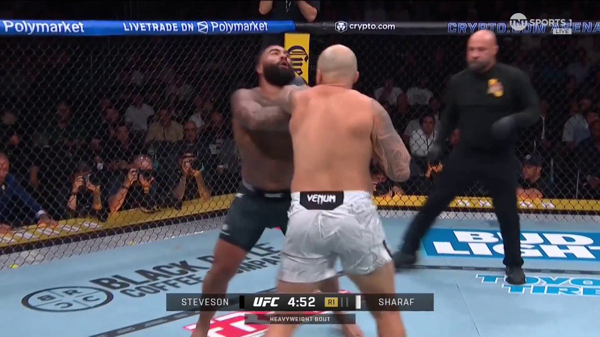 WHAT AN UPSET! SEAN SHARAF JUST KNOCKED OUT GABLE STEVESON 🤯 #UFC331 | Stream TNT Sports on HBO Max