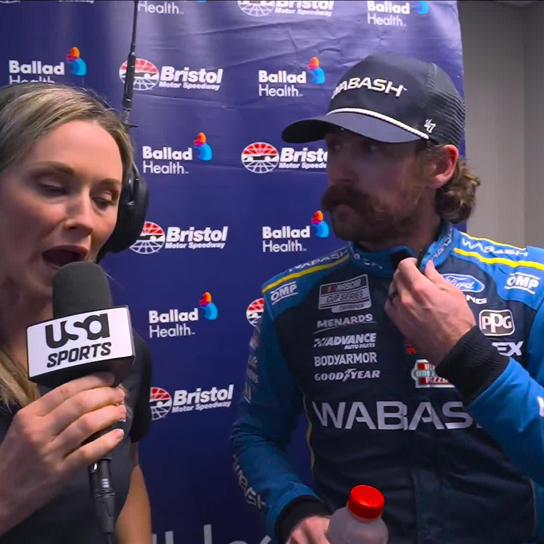 Following the incident, Ryan Blaney speaks to NASCAR on USA's kim coon.