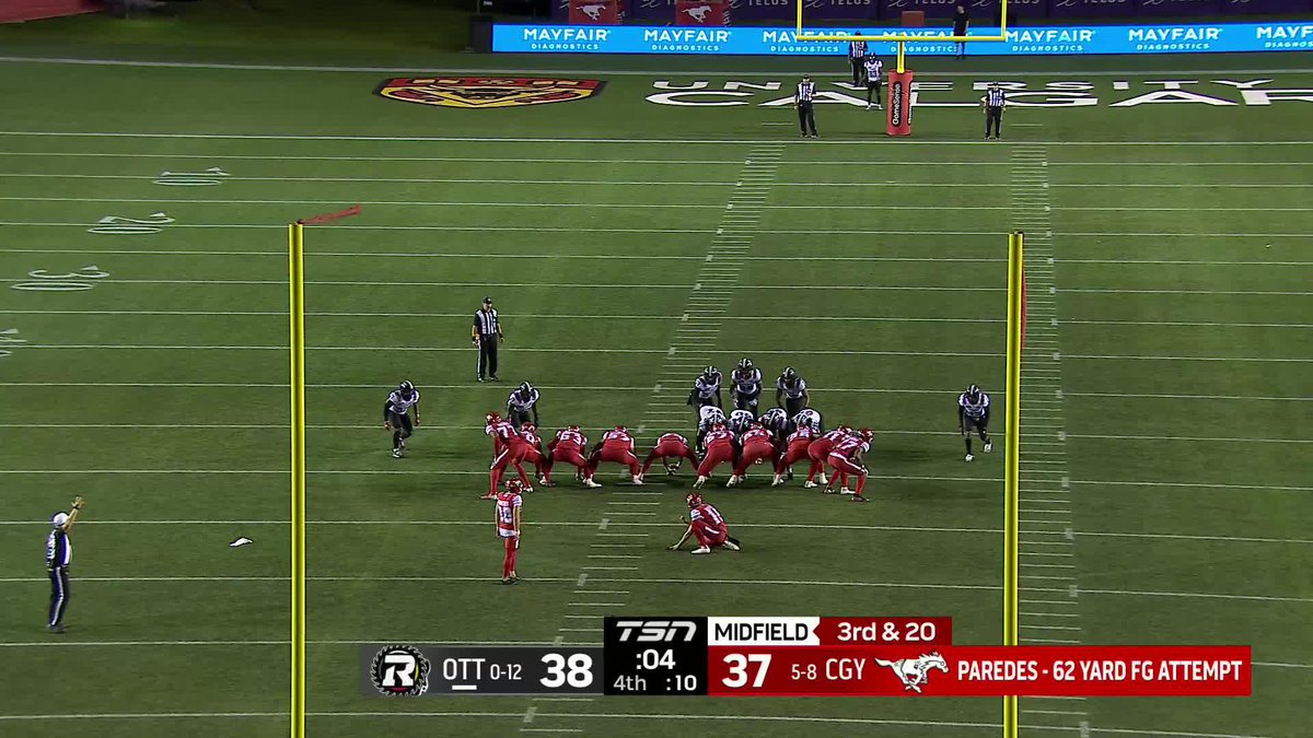 WHAT. A. FINISH. RENÉ PAREDES WALKS IT OFF WITH A 62-YARD FIELD GOAL 🤯 Ottawa falls to 0-13 on the season. #CFL