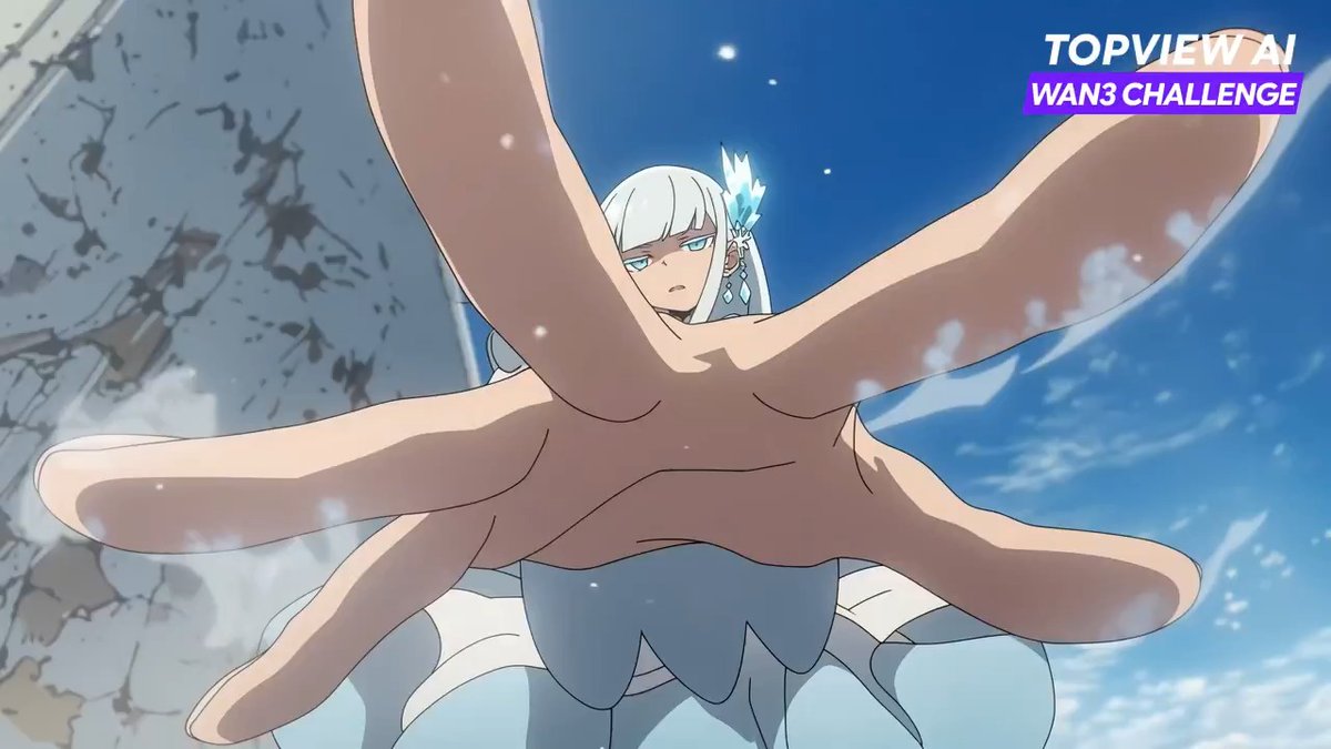 今回もWan3.0で魔法少女❄️ 氷結エフェクトがけっこういい感じ😆 TopviewAI のWan3 Challenge参加作です #TopviewAI #Wan3 #TopviewWan3Challenge