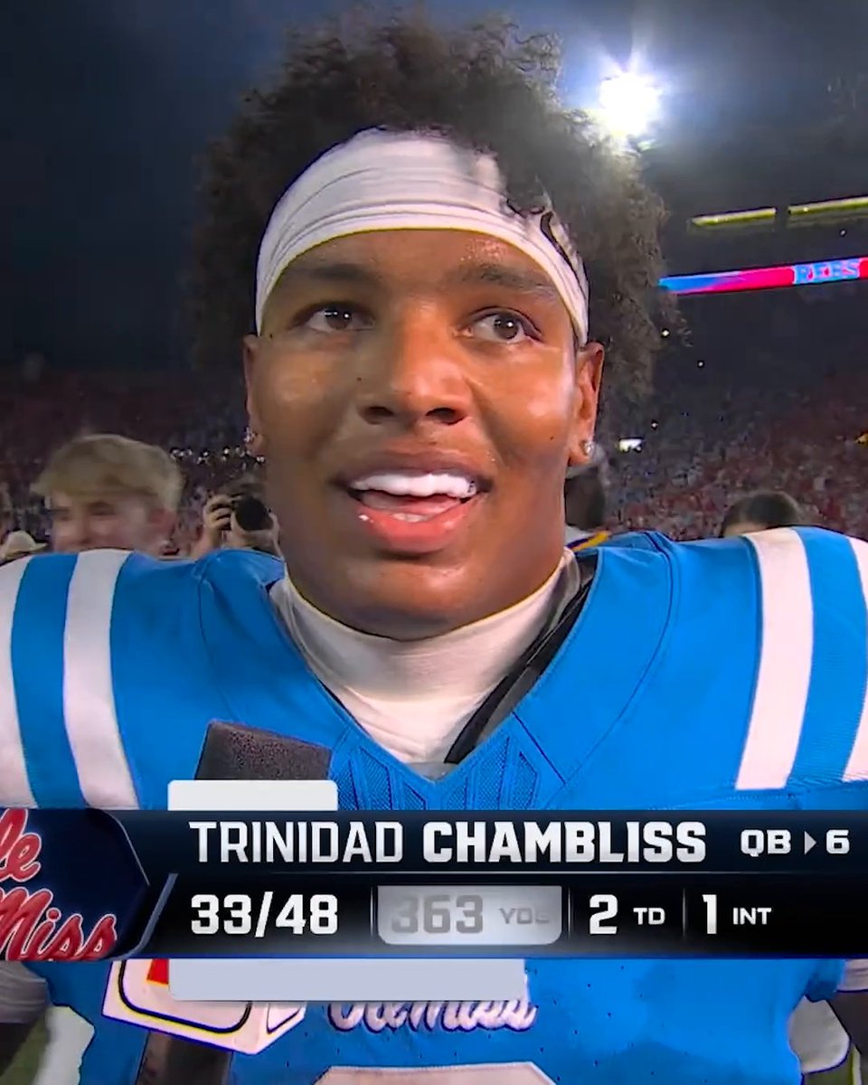 "HOTTY F----G TODDY" 😤 —Trinidad Chambliss on Ole Miss' statement win over LSU 👏 (via Holly Rowe)
