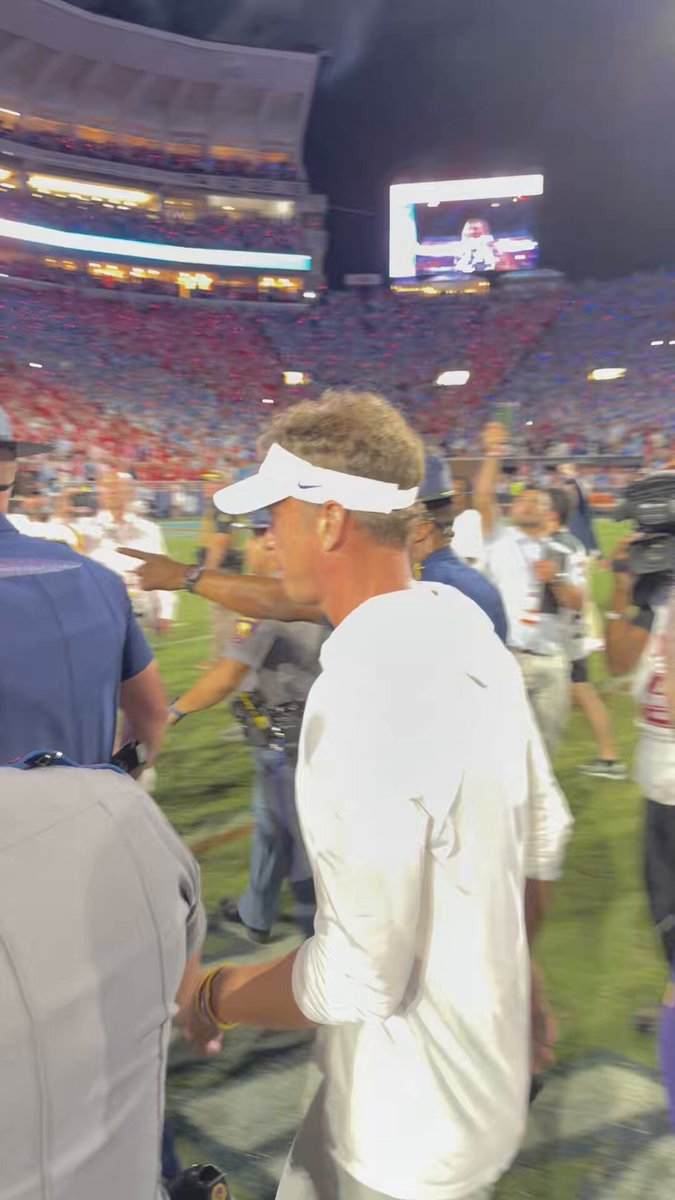 Lane Kiffin exits the field, after Ole Miss spoils his return to Oxford. A scene in Vaught Hemingway Stadium