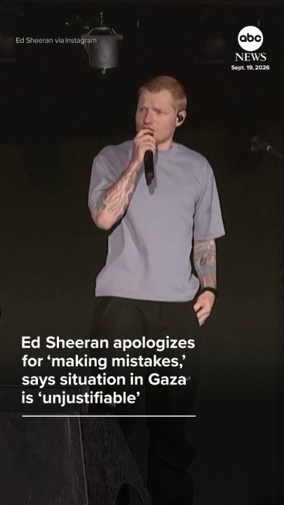Ed Sheeran opened his concert in Philadelphia by apologizing to fans for "making mistakes" after his tour was thrust into controversy earlier this week and saying the situation in Gaza is "catastrophic and unjustifiable."