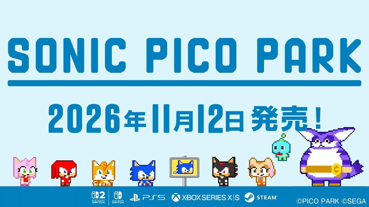 / 『SONIC PICO PARK』 追加キャラクター公開 \ 新キャラクターとして、 「クリーム&チーズ」「ビッグ」 が公開されました! 👇ウィッシュリストのご登録はこちらから #SONICPICOPARK #PICOPARK #SONIC