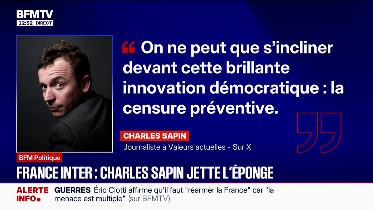 “C’est une honte pour le service public”: Éric Ciotti, président de l'UDR, souhaite que “la ministre de la Culture demande la démission de la direction de Radio France” après le retrait de Charles Sapin