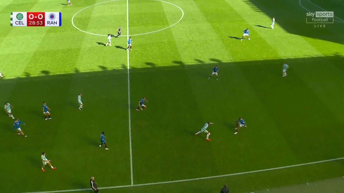 🎙️ “Some power on that, he’s unlucky!” Kieran Tierney rattles the crossbar as it remains goalless between Celtic and Rangers ⤵️
