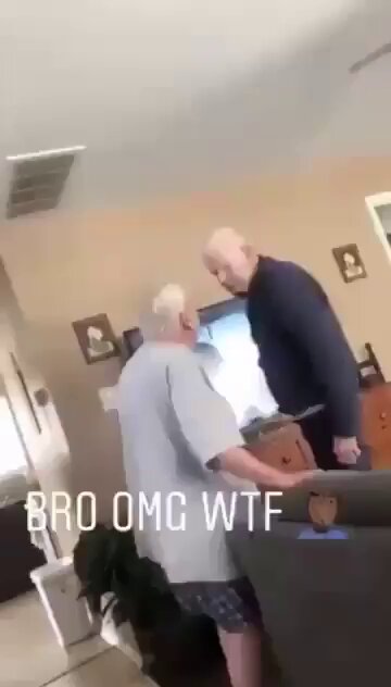 BRO OMG WTF / Two old men people fighting, one pushing the other onto the ground while someone records in shock catching hands jump ancient historical beef / reaction video meme