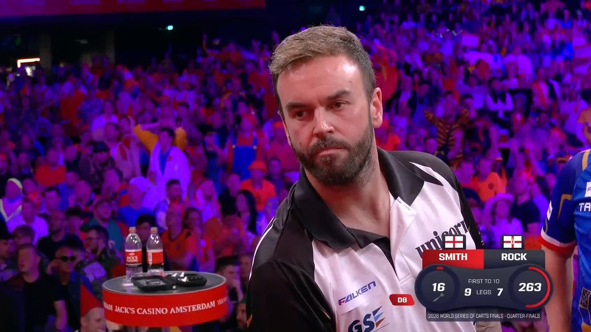 SMUDGER INTO THE SEMIS! Ross Smith powers past Josh Rock 10-7 with another impressive display to reach the semi-finals in Amsterdam! 📺 #WSODFinals | QF