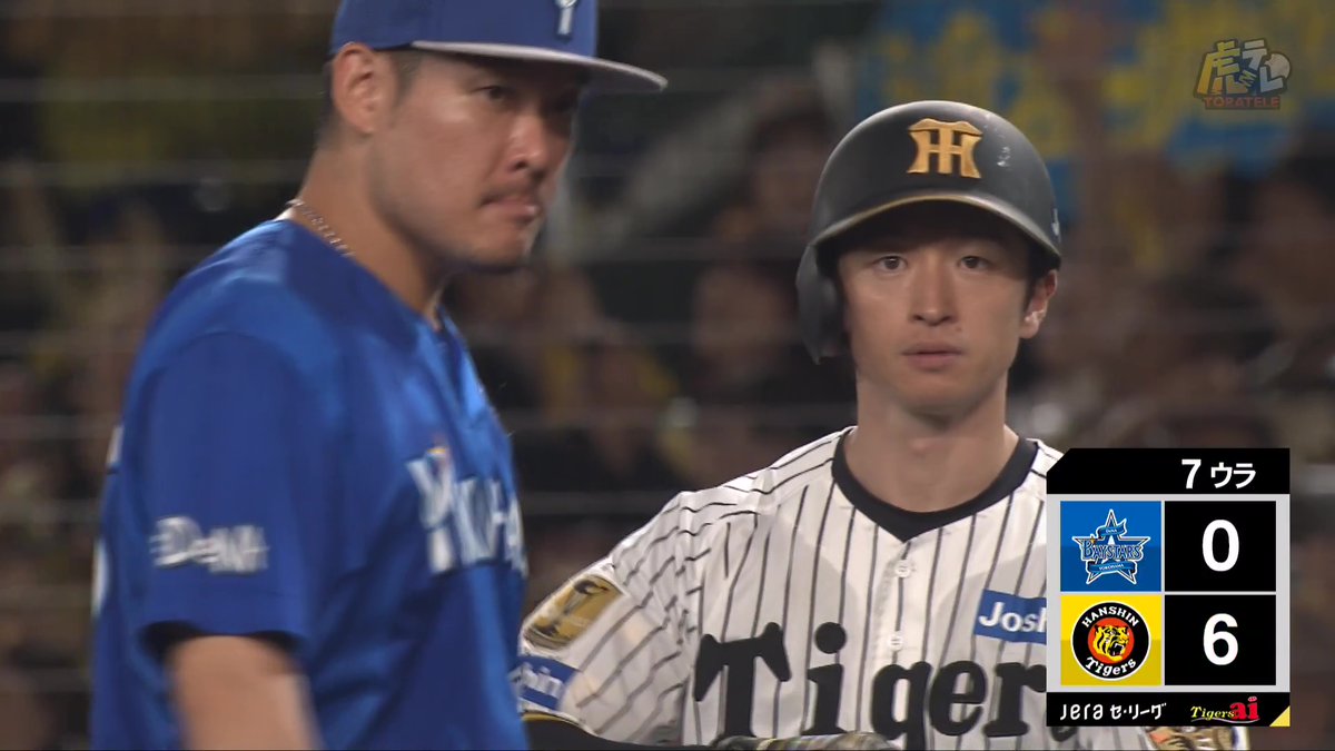 7回裏、近本選手がセンター前タイムリーヒットを放つ！本日猛打賞！