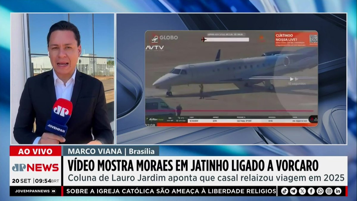 Vídeo mostra Moraes e esposa desembarcando de jatinho ligado a Vorcaro, diz jornal 📺 Confira ao vivo: #JornalDaManhã