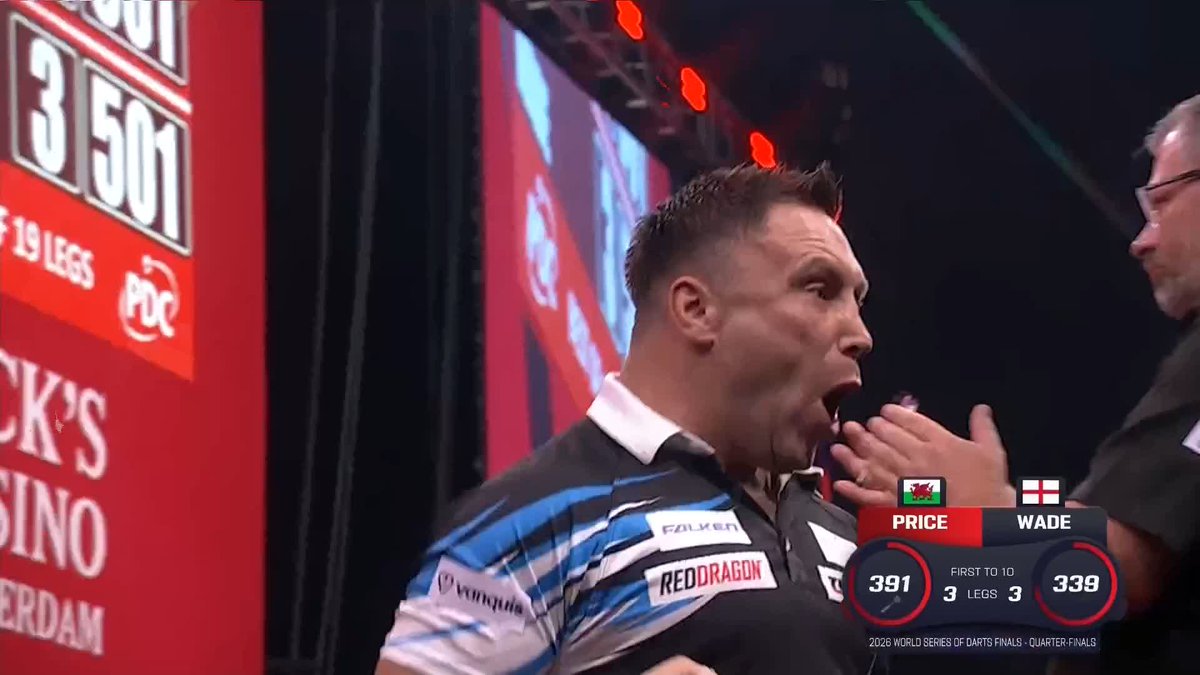 PRICE PULLS OUT THE BIG FISH! 🎣 SENSATIONAL! Gerwyn Price produces a roof-raising 170 checkout to level up at three apiece against James Wade! 📺 #WSODFinals | QF