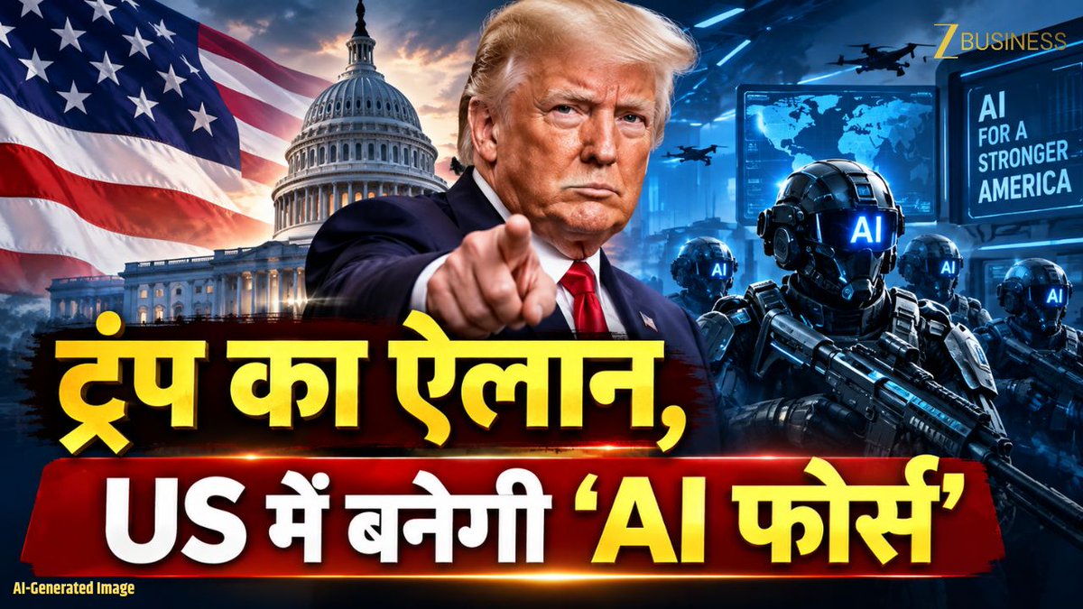 ट्रंप का ऐलान,US में बनेगी 'AI फोर्स' आर्टिफिशियल इंटेलिजेंस की होगी निगरानी जिनपिंग के दौरे से पहले ट्रंप का AI वाला दांव! #Trump #DonaldTrump #AIForce #ArtificialIntelligence #USAI #AI #AIRegulation #AIWatch #USPolitics Anita Pandey