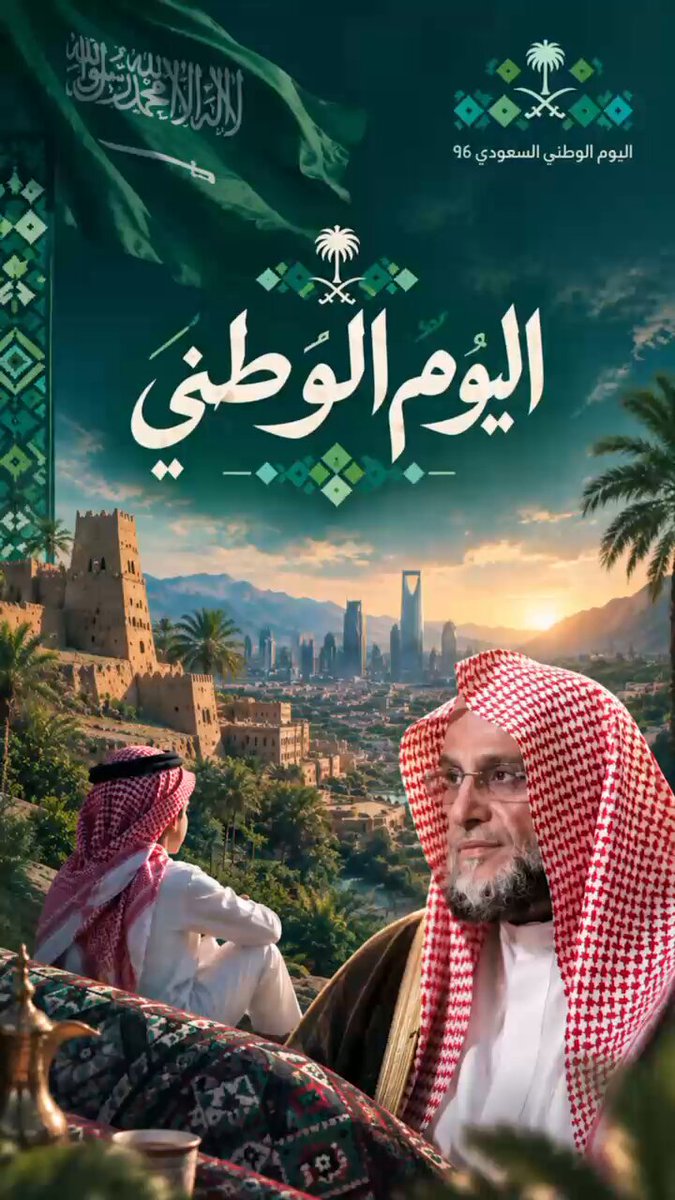 في #اليوم_الوطني_السعودي_٩٦ نرفع راية التوحيد🇸🇦 ونستذكر فضل الله أولًا، ثم جهود الآباء والأجداد، ونستشعر مسؤوليتنا تجاه وطنٍ أعطانا الكثير، ونطمح أن نعطيه أكثر، وطن لم يصنع مجده جيلٌ واحد، بل تعاقبت على بنائه أجيال، حملت الأمانة، وحافظت على الوحدة، ومضت به من مجدٍ إلى مجد، حتى حلّقنا عاليًا فوق هام السحب. 🇸🇦 رحم الله الملك عبدالعزيز ورجاله، وحفظ الله المملكة العربية السعودية، وحفظ خادم الحرمين الشريفين الملك سلمان بن عبد العزيز ، وسمو ولي عهده الأمين الأمير محمد بن سلمان، وأدام على بلادنا أمنها ووحدتها وعزّها ورخاءها، وحفظ قيادتها وشعبها. #عائض_القرني #اليوم_الوطني_السعودي #عزنا_بطبعنا #السعوديه_العظمى