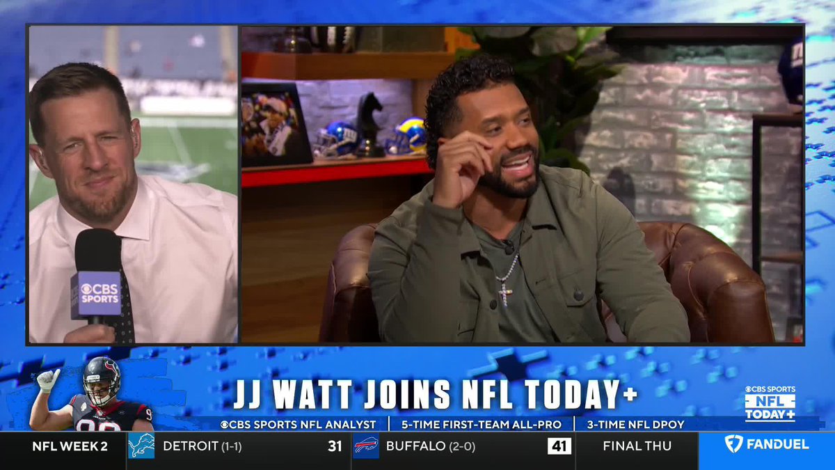 "I think you were milking that nose ... you didn't have to hit me that hard." Russell Wilson JJ Watt 🤣🤣🤣 #NFLTplus