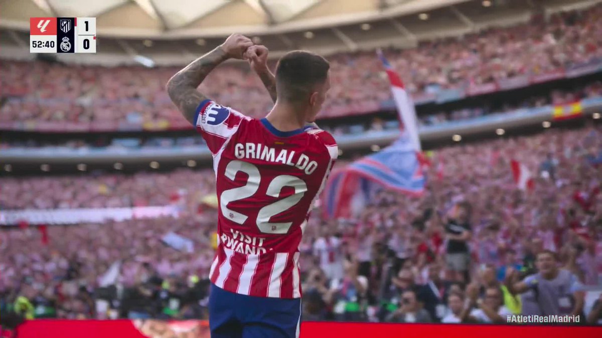 GRIMALDO OPENS UP THE SCORING FROM THE SPOT IN THE MADRID DERBY! Real Madrid are down to 10 after a Dean Huijsen red card. 📺 ESPN2