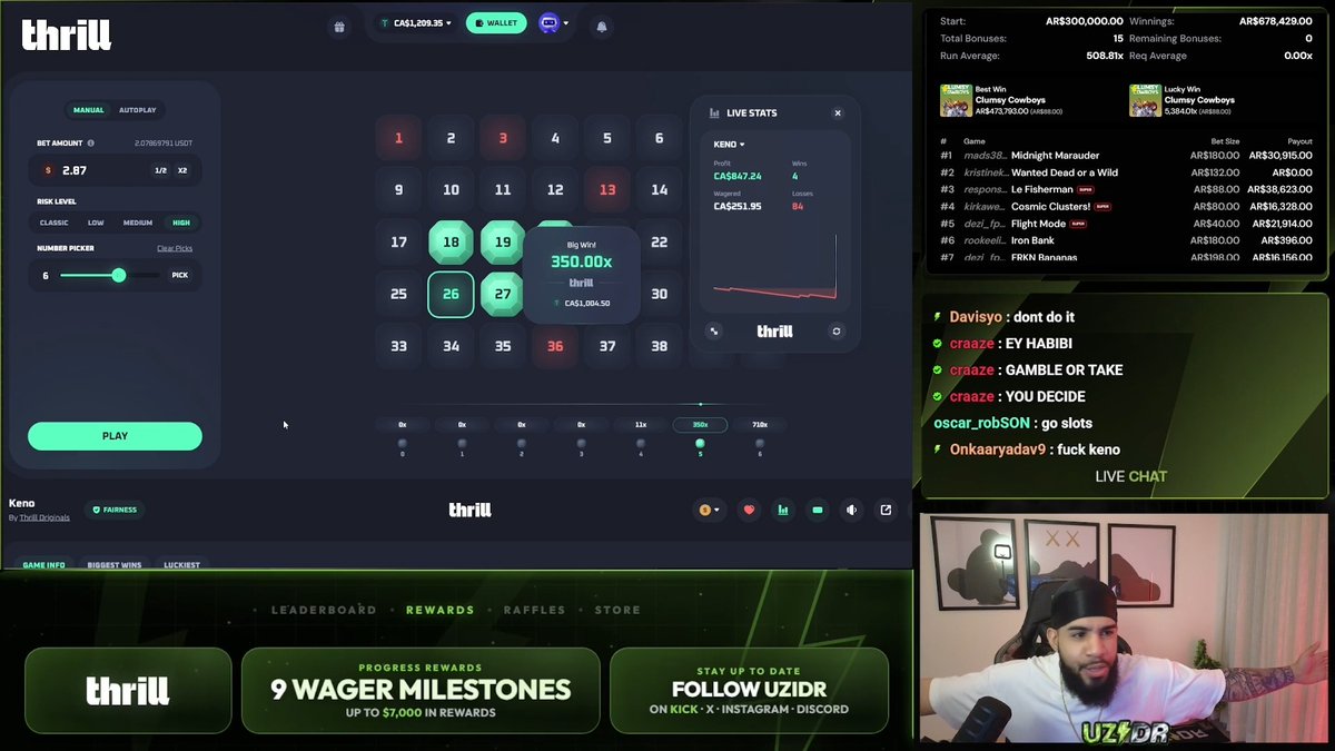 Mr Uzi Uzi hits insane 350x on Keno!