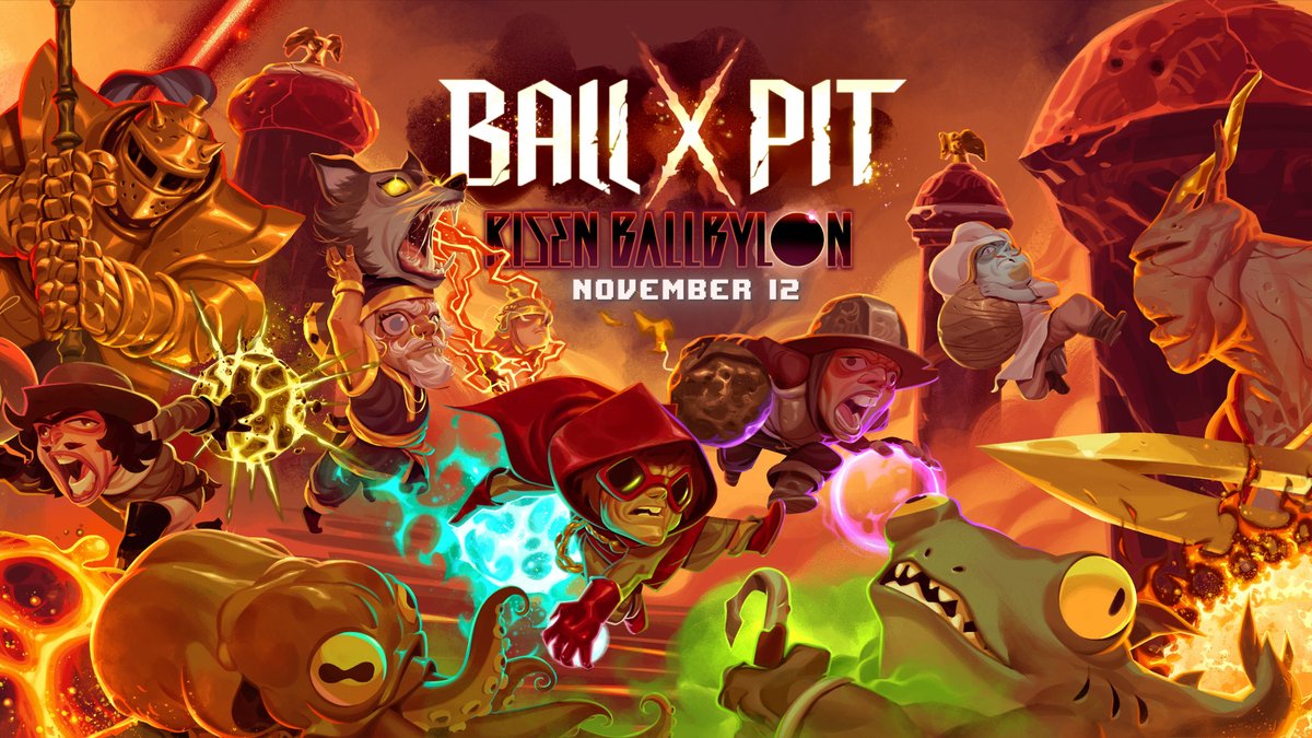 RISE, BALL ENTHUSIASTS. Set your lift to ascend to RISEN BALLBYLON, a paid expansion coming November 12 to all platforms. 👤 8 CHARACTERS 🎮 4 LEVELS 👿 40+ ENEMIES 🏐 24 BALLS 🏰 20 BUILDINGS 🌀 45 PASSIVES 🔥 MORE CHALLENGING