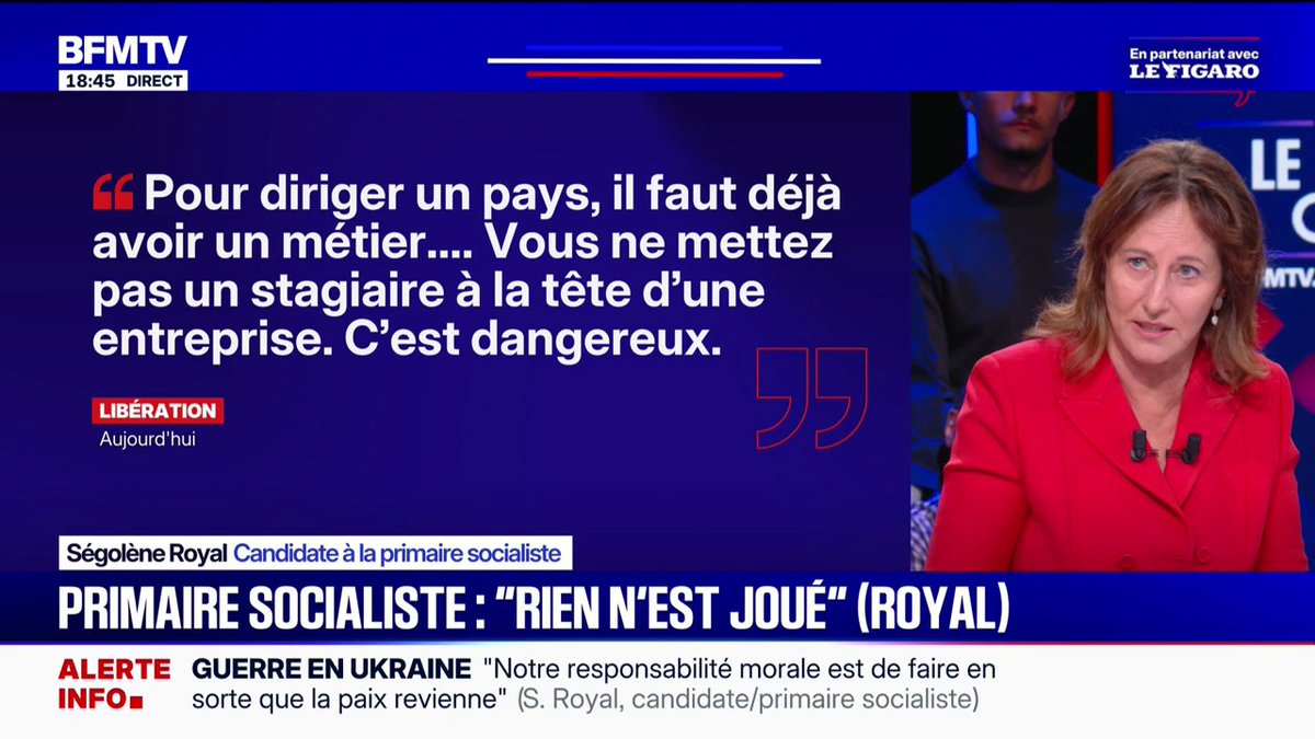 "Il est stagiaire en politique": Ségolène Royal, candidate à la primaire socialiste, s'exprime sur Raphaël Glucksmann, un de ses concurrents à la primaire socialiste