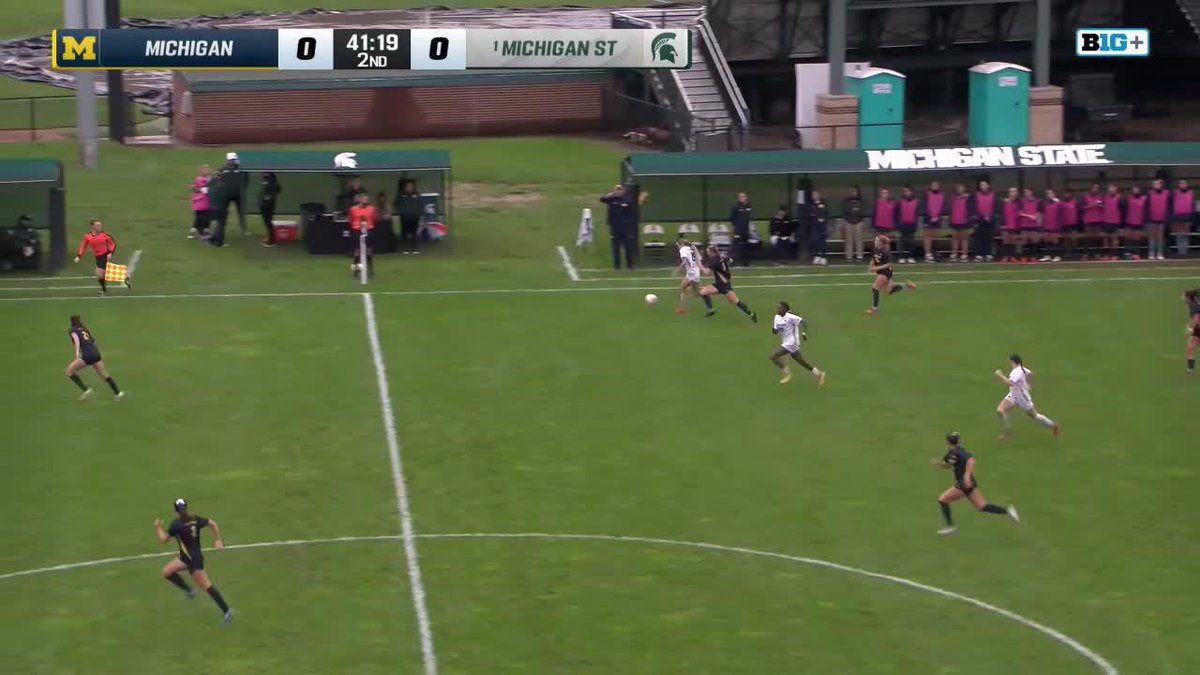 Sargeant dribbles up the sideline and does this one all by herself. 1-0 MSU!