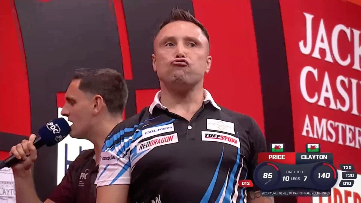 PRICE IN THE FINAL! Gerwyn Price wins six of the last seven legs and averages over 104 to dispatch Jonny Clayton 11-7 and reach the final! 📺 #WSODFinals | SF
