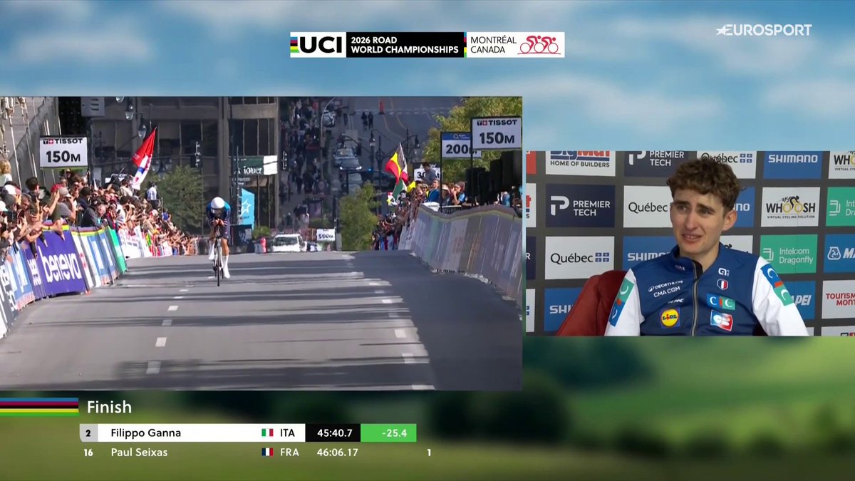 🥵 El sufrimiento de Seixas cuando Ganna le bate. #Montréal2026 #LaCasadelCiclismo