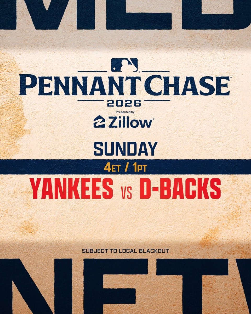 Sunday afternoon baseball from Arizona is coming your way next! ⚾️ New York Yankees vs. Arizona Diamondbacks (or SFG at LAD) 📺 MLB Network + @Zillow