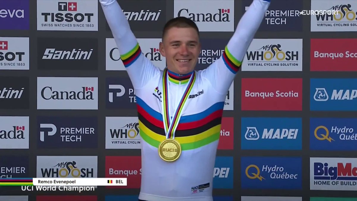 El amo del tiempo y de la velocidad. 🌈4️⃣ Evenepoel ya tiene su cuarto maillot arcoíris consecutivo como dominador absoluto de la contrarreloj #Montréal2026 #LaCasadelCiclismo