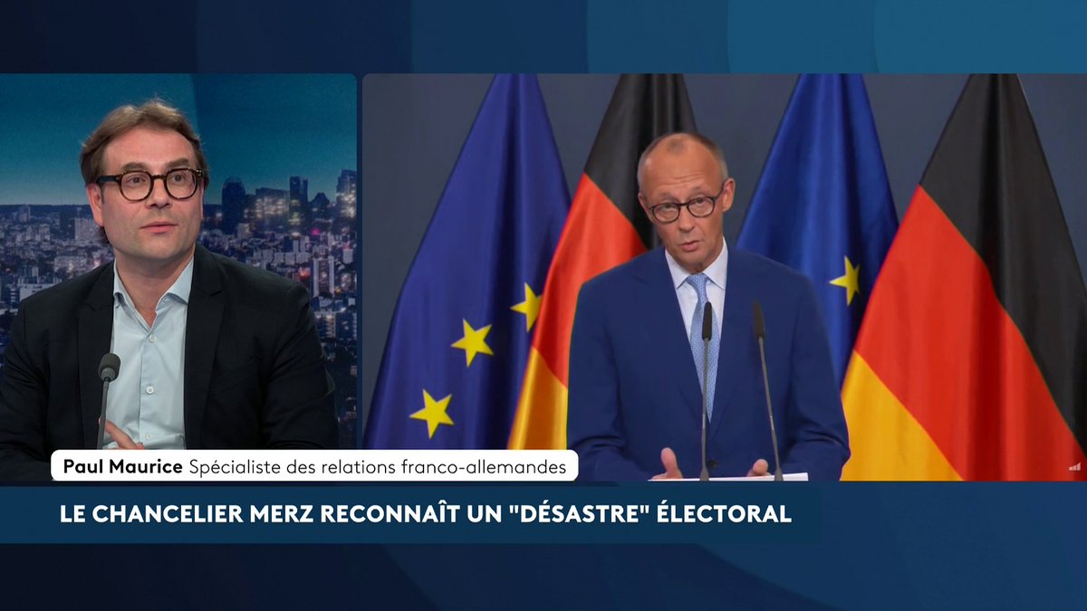 🔴 France-Allemagne : fragilisé chez lui, Friedrich Merz "va avoir du mal à continuer dans la relation franco-allemande", analyse Paul Maurice. Le chancelier est désormais concentré sur ses difficultés intérieures. #ASuivreAvecClaireElisabethBeaufort #canal16