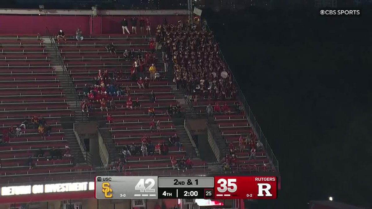 shout out to the USC Band traveling across the country to this disrespectful seating ✌🏻 i love that USC shows respect for opposing bands that often pay their own way to travel and puts them close to the field