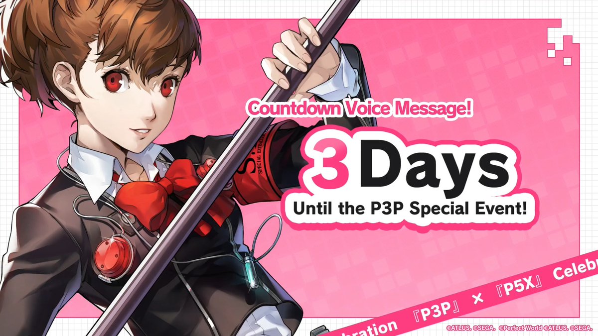 / 3 Days Until the P3P Special Event Begins! 📣 Kotone Shiomi (VA: #MarinaInoue) has a message for you! 🌙 \ Kotone is speaking! Sit down and listen👂 "3 days until I meet everyone!" #P5XEN #P3P #KotoneShiomi #P3PxP5X