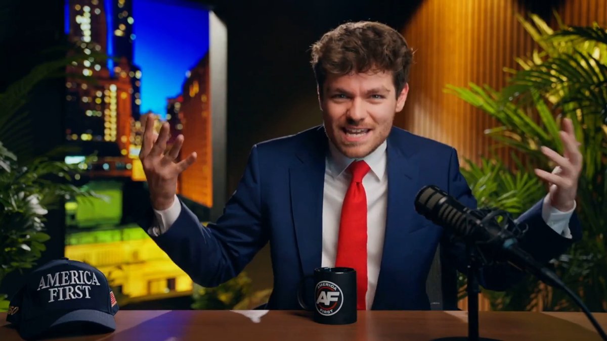 Nick Fuentes cures America. "We have to systematically dismantle Jewish power in America. The ADL, the SPLC, APAC, and yes, these billionaire oligarchs that are going to exercise their influence, Miriam Adelson and Robert Kraft and Larry Ellison. Let's raise up an army and let's have a Caesar and let's win this thing. There needs to be a coalition that rises up under the banner of America first, under American nationalism. If you're on team Israel or team India or team Muslim, fuck you. This is America first. We want a government that puts Americans first."