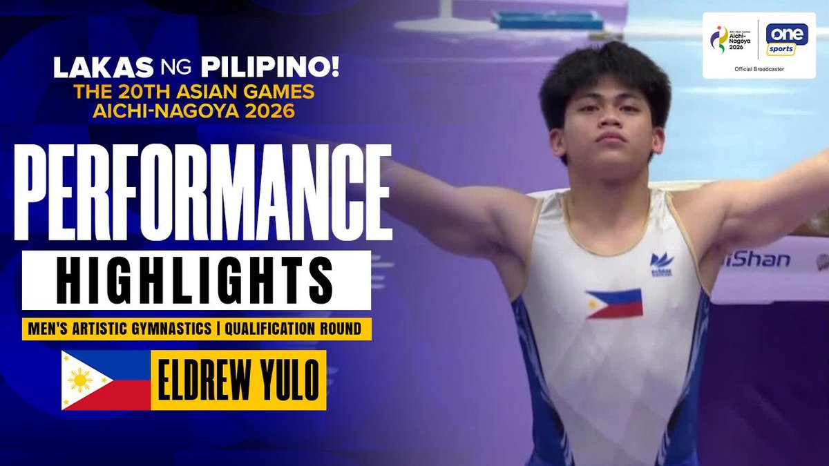 ASIAN GAMES DEBUT NI ELDREW Nagpakitang-gilas si Pinoy gymnast Karl Eldrew Yulo sa kanyang unang Asian Games stint matapos magtala ng kabuuang 77.264 points para sa all-around event ng Artistic Gymnastics Qualification. Nakuha niya ang iskor mula sa floor exercise, pommel horse, still rings, vault, parallel bars, at horizontal bar. Kasalukuyang nangunguna si Eldrew sa event para sa Subdivision 1 group. #AichiNagoya2026 #20thAsianGames #LakasNgPilipino