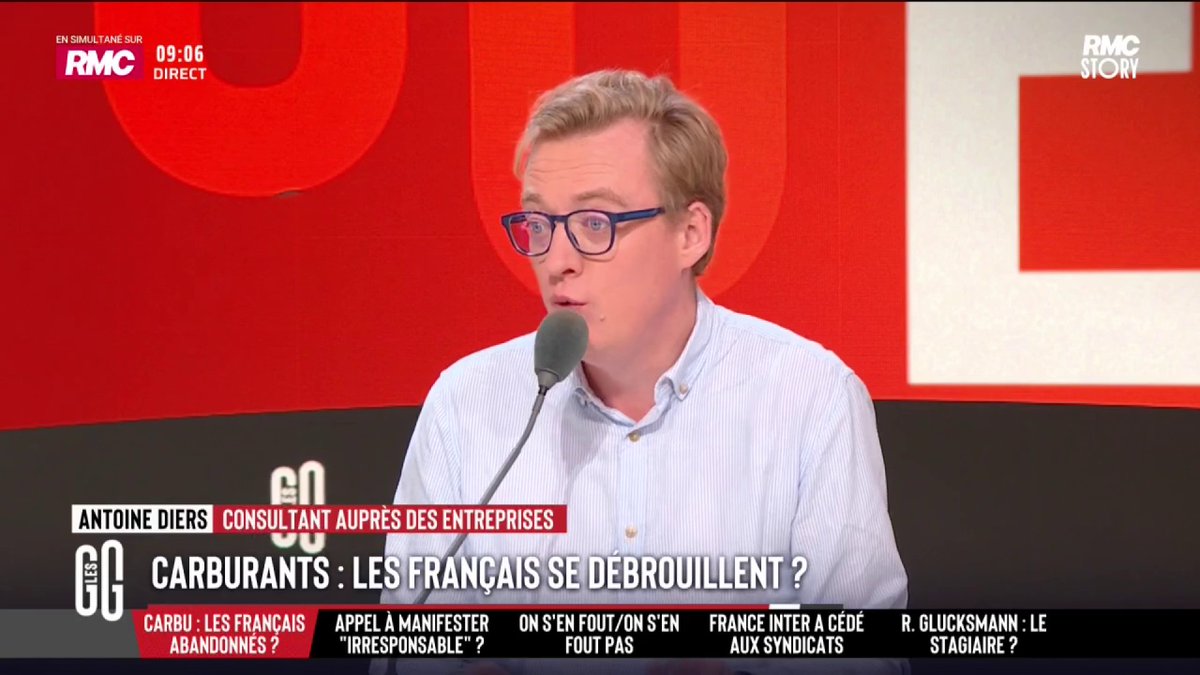 ⛽️ Prix des carburants : le gouvernement nous embrouille ? 🗣️ Antoine Diers : "Je fais le plein en Belgique. C'est 1,80 €. 30 centimes de moins qu'en France. L'État belge a baissé les taxes. Mais en France, on n'a plus aucune marge de manœuvre financière." #GGRMC