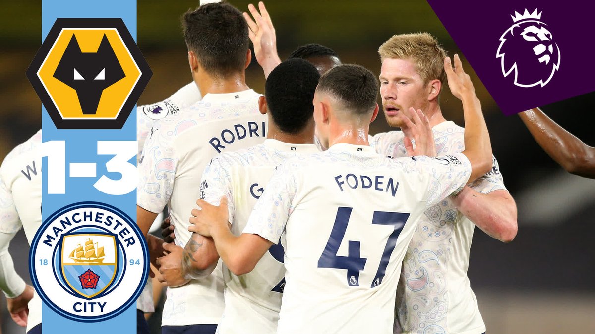 #OnThisDay: Wolves 1-3 #ManCity [2020] ⚽️ [78'] Raul Jiménez - ⚽️ [20' P] Kevin De Bruyne ⚽️ [32'] Phil Foden ⚽️ [90+5'] Gabriel Jesus