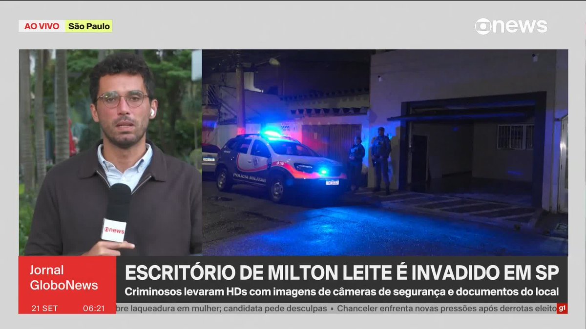 Criminosos assaltaram escritório do ex-vereador Milton Leite em São Paulo. HDs com imagens de câmeras de segurança e documentos foram levados. ️➡️#JornalGloboNews de segunda a sexta, às 06h, na #GloboNews