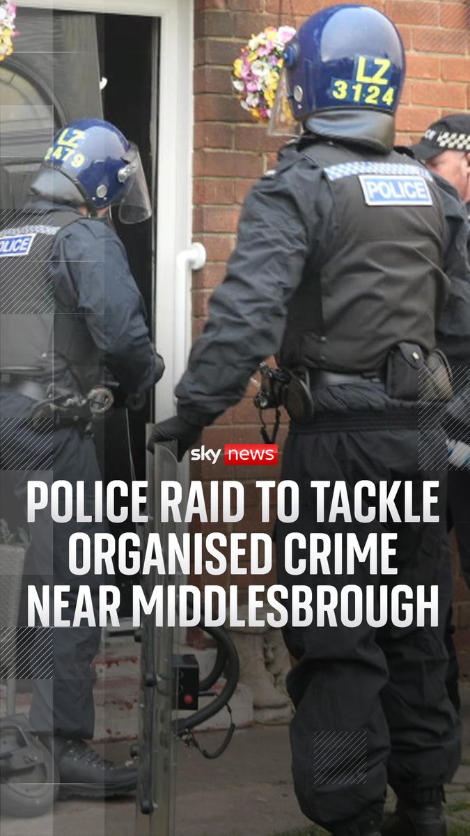 A Sky News team has witnessed police raids in Grangetown near Middlesbrough focused on disrupting organised crime. Policing in the region has had national attention since a head-on crash on the A66 killed seven people, including two police officers. 🔗