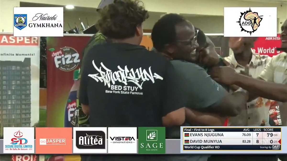 SCENES IN NAIROBI! 🇰🇪 The winning moment from last night in Kenya, as David Munyua dramatically defeated Evans Njuguna to confirm his spot in the upcoming World Darts Championship! 🤩